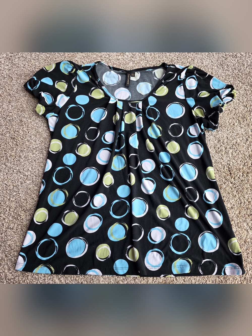 Susan Lawrence Y2K bubble polka dot short sleeve blouse size large